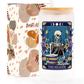 Mahrokh Book Lovers Gifts – 16oz Aesthetic Tumbler for Women, Librarians, Readers, Book Club Friends, Teachers - Reading Themed Glass Cup