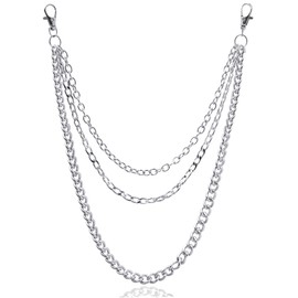 Wrlcorly Pants Chain Goth Jean Chains Belt Punk Hip Hop Layered Trousers Chain Wallet Pocket Chains Star Mushroom Key Chains for Women Men Silver Tone