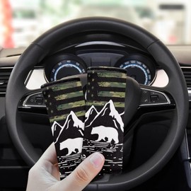 Whosucclay 2 Pcs American Flag Mountain Car Door Handle Protector,Soft Polyester Car Grab Bar Cover Automotive Handle Cover Vehicle Support Handle Cover Seatbelt Covers for Cars Truck SUV