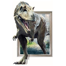 3D Dinosaurs Wall Stickers - MLM PVC Simulation Crack Hole Dinosaur Wall Decals for Mural Living Room Bedroom Kids' Room Nursery Decor Playroom Decor (Dino C)
