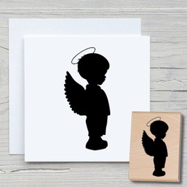 Newstamps Angel Bub Rubber Stamp Wooden and Rubber for Card Making, Wooden Stamp, Christmas, Christmas Card, Advent, Scrapbook, Textile Stamp, Decoration, Children