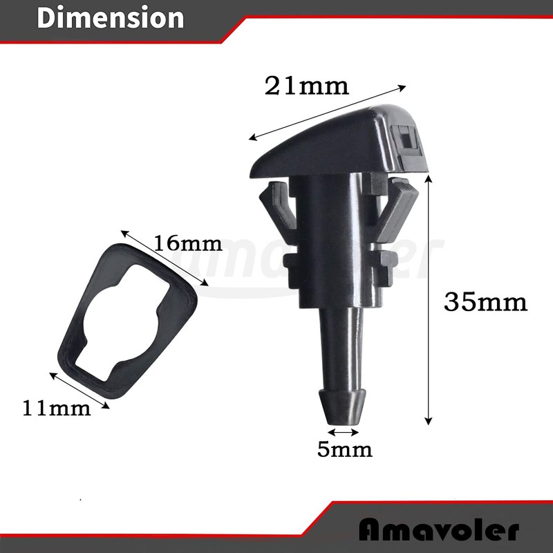 Amavoler Windshield Wiper Washer Nozzle Kit Replacement Fit For Chrysler,