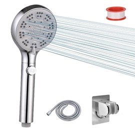 RV shower head with hose, High Pressure handheld Shower Head with ON OFF Switch, 5 Spray Modes for RV Camper, Water Saving Pause button, Adjustable Self-adhesive Holder