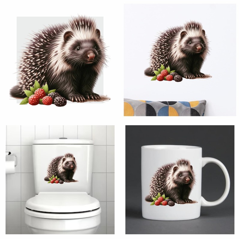 Porcupine Stickers, Forest Animal Mugs & Cups, Covering Marks, Car