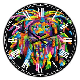DesignQ 'Lion Rasta' Oversized Modern Wall Clock for Home Bedroom Bathroom Office Living Room Decoration