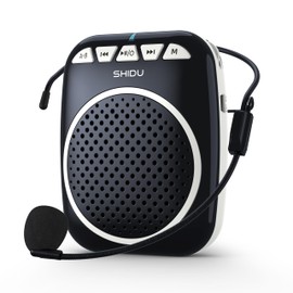 SHIDU Voice Amplifier, Portable Speaker with Microphone Megaphone PA System Support Bluetooth/TF Card and U-Disk Play Music for Teachers, Tour Guides, Training