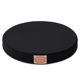 Shinnwa Round Chair Cushion, Dual-Layer Memory Foam Round Seat Pad for Chair with Velvet Cover, Charcoal, 16"x16"x2"