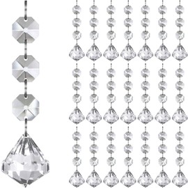 Jishi 30pk Crystal Diamond Ornaments for Christmas Tree Decorations, Hanging Clear Plastic Acrylic Diamonds for Wedding Anniversary Party Decoration Centerpieces Chandelier Prism Drop Pendant Supplies