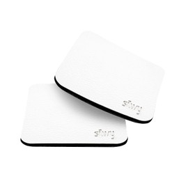 silwy® Metall-Nano-Gel-Pads White in Leder-Optik für standsichere und rutschfeste Magnet-Gläser – abwaschbar, wiederverwendbar und rückstandslos ablösbar (2er Set)