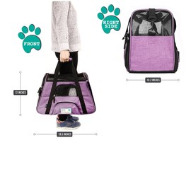 PetAmi Premium Airline Approved Soft-Sided Pet Travel Carrier | Ventilated, Comfortable Design with Safety Features | Ideal for Small to Medium Sized Cats, Dogs, and Pets