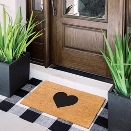 THEODORE MAGNUS Door Mat - Welcome Mat for Front Door with Non-Slip Backing - Durable Coir Doormat - Perfect for Outside Entrance and Entryway Matt - Outdoor/Indoor - Bold Heart - 17" x 30"