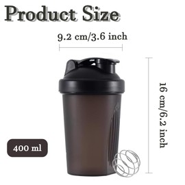 Protein Powder Shaker Bottle Milkshake Shaking Cup Workout Water Bottle 400 ML Non-Leak Cap BPA-Free For Power Gym Sports Supplement Fitness Workout Outdoor Evenments(Black)
