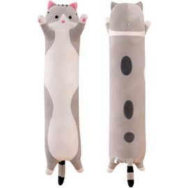 JOSON Long Cat Plush Sleeping Pillow, Cute Soft Long Cat Plush Toy, for Boys and Girls (27.7 inches grey)