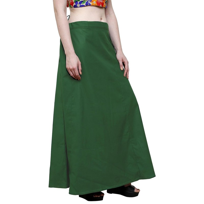 Stylesindia Women's Cotton Readymade Indian Inskirt Saree Petticoats Underskirt-Deep Green