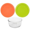 Pyrex (1) 7200 Glass Bowl & (1) 7200-PC Orange Lid