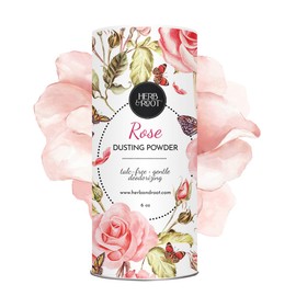 Herb & Root Rose Scented Talc-Free Dusting Powder for Women: Anti-Chafing Body Powder with Arrowroot and Oats, 6 oz