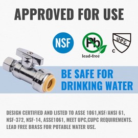 Straight Stop Valve, SUNGATOR Straight Water Shut Off Valve 1/2 x 3/8 Inch Compression, Toilet Water Shutoff, 1/4 Turn, No Lead Brass Push to Connect Plumbing Fitting, PEX Pipe,Copper,CPVC, Pack of 1