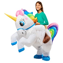 Rubies Fun Inflatable Unicorn Kids Ride-On Costume with Battery Powered Fan, One Size