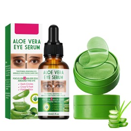 Aloe Vera Skincare Set 2 Stück, Aloe Vera Augenserum, Feuchtigkeitsspendende Augencrem, Augenpads, Aloe Vera Augenmaske AloeEyeMask-Serum