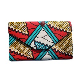Dupsie's Red, Turquoise, white African Print Clutch Purse