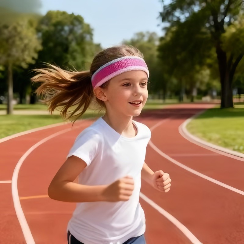 2 fasce per capelli sportivi per bambini, in cotone, per
