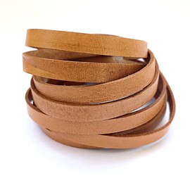 Flat Genuine Leather Cord for Bracelet Making 3/8 in. - Real Leather Strip for Jewelry, Keychain, DIY Craft Making, Watch Band, Purse Strap, 1.1 Yard (Natural)