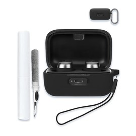 Case Cover for Momentum True Wireless 4,Protective Soft Silicone Skin Case Cover Shock-Absorbing Protective Case with Keychain,Lanyard and Cleaning Pen-Black