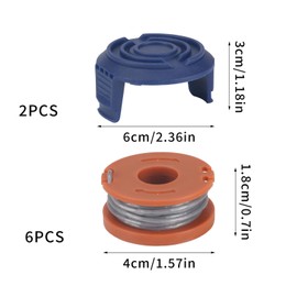 COEWUR 4 pcs Strimmer Spool Compatible with Mac Allister MGTP18Li Trimmer Line, 10ft Φ1.6mm Autofeed WX150 Replacement Spool and Line(4 Spool+2 Cover)
