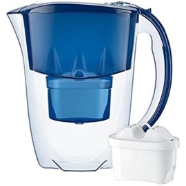 AQUAPHOR Wasserfilter Amethyst Weiß inkl. 1 MAXFOR+ Filter I Karaffe für 2,8l I Passt in die Kühlschranktür I Reduziert Kalk & Chlor I Tischwasserfilter I Stylischer Behälter