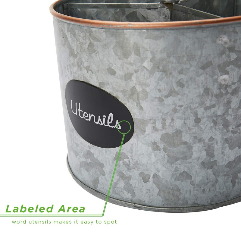 Mind Reader BRUTE4-SIL, Cutlery, Silverware Organizer, Utensil Caddy, Multi-Purpose Holder,