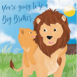 Hunts England - New Baby Pregnancy Announcement Big Brother Card For Son - You're Going To Be A Big Brother - New Baby Reveal - Surprise - Mum To Be - Cute Lions - Jungle Collection