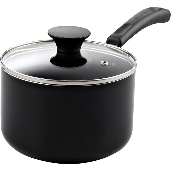 Cook N Home Nonstick Sauce Pan with Lid, 3-Qt, Black, 3-Quart