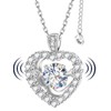 Diamond Floating Necklace for Women,1Carat Moissanite Dancing Heart Pendant,Lab Diamond