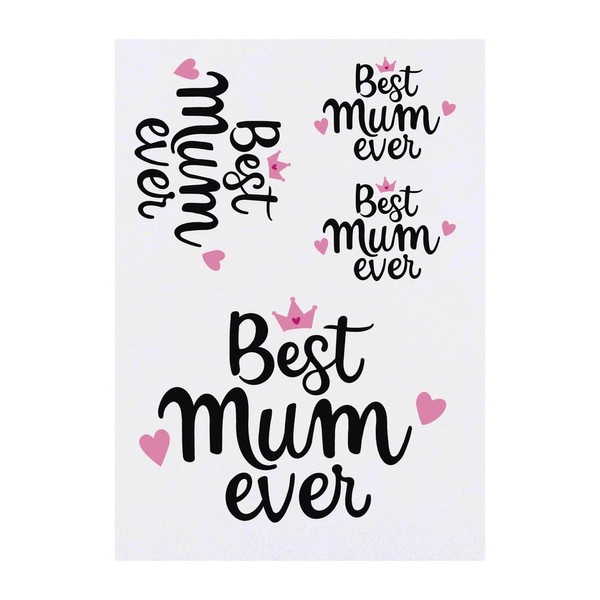 4 x 'Best Mum Ever' Temporary Tattoos - Water Resistant,