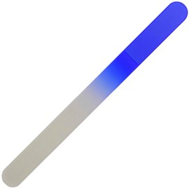 Czech Artisans Finished Glass Nail File, 5.3 inches (135 mm), Double-Sided Type, Blue (Transparent Soft Case)