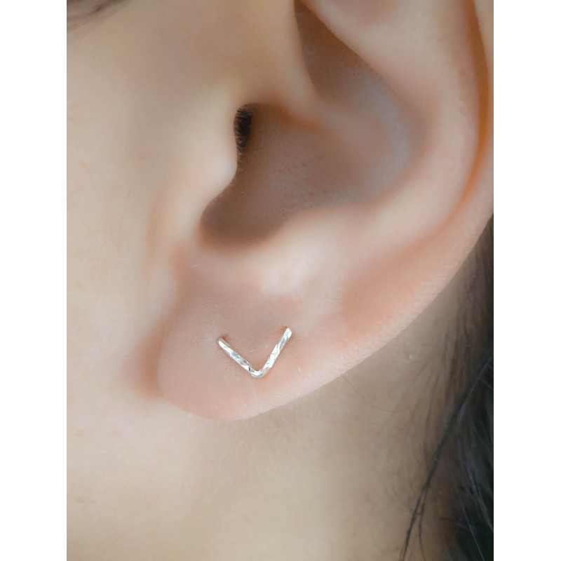 Two Hole Earring Double Piercing V Stud Chevron Multiple Lobe