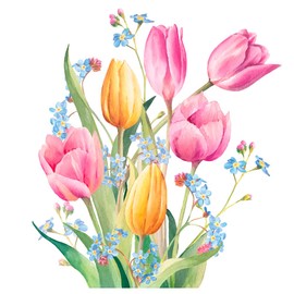 AMBIENTE Napkin Tulips Bouquet 5 or 20 Pieces 33 x 33 cm Paper Napkin Decoupage Table Decoration Pack of 20