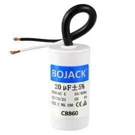 BOJACK Run Capacitor 20 uF MFD 250V AC 20 MFD CBB60 2 Wire 50/60Hz Cylinder Motor Run Capacitor for Motor Blower air Compressor and air Conditioner Compressor Replacement Part