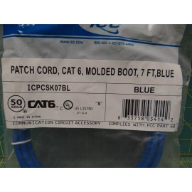 ICC ICPCSK07BL Cat 6 Patch Cord, Blue, 7 Ft.