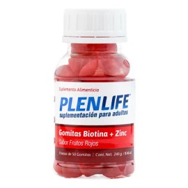 Gomitas Biotina Zinc Sin Azúcar Plenlife Frutos Rojos 240g                                                                                            
