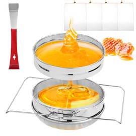 Duseu Stainless Steel Honey Strainer for 5 Gallon Bucket, 4 Pcs Honey Filter Bag Ultra Fine Mesh Strainer with Adjustable Drawstring, Honey Extractor Sieve Kit with Honey Harvesting Equipment