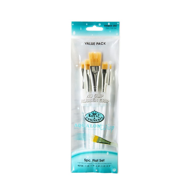 Royal and Langnickel Aqualon Wisp Flat Brush Set (Pack of