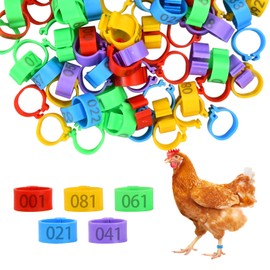 Wisebom Chicken Leg Rings Pack of 100 Chicken Identification Legs Rings, 16 mm Chicken Rings with Colourful Number, Plastic Poultry Foot Rings for Ducks, Chicken, Goose (5 Colours)