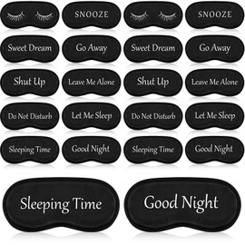 Eurzom 20 Pieces Funny Eye Sleeping Mask Bulk with Adjustable Strap Blackout Eye Sleep Mask for Night Blindfold Cover for Women Men(Black)