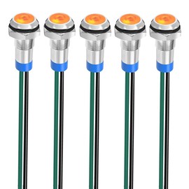 Gebildet 5pcs 8mm 3V-4.5V-5V-6V-7.5V-9VDC Energy Saving LED Metal Indicator Light Waterproof Signal Lamp with Wire(Orange)