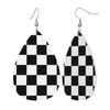 Checkerboard Chess Board Flag Faux Leather Teardrop Earrings for Women