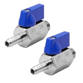 Beduan Stainless Steel 5/16" Hose Barb to 1/4" NPT Male Mini Ball Valve for Air Water Fuel Gas Home Brew Kettle (Pack of 2)