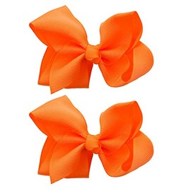 NYFASHION101 Toddlers' Girls' Smooth Grosgrain Ribbon Bow Alligator Clip, Orange