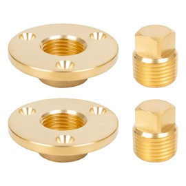 luxlead Brass Boat Drain Plug Kit, 1/2 Inch NPT Marine Garboard Transom Drain Plug for 1 Inch Hole, 2 Set