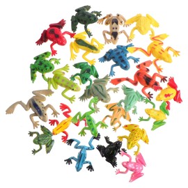 Toddmomy 24pcs Small Frog Figures Simulation Decoration Frogs Toads Poison Frogs Children Soft Frog Stretchy Toy Reptiles Toy Figures Preschool Children Learning Toy